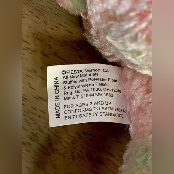 Fiesta Cuddle Plush Tie-Dyed Rabbit Pink Green Yellow Bunny Ear Tip to‎ Toe 11" - Picture 5 of 6